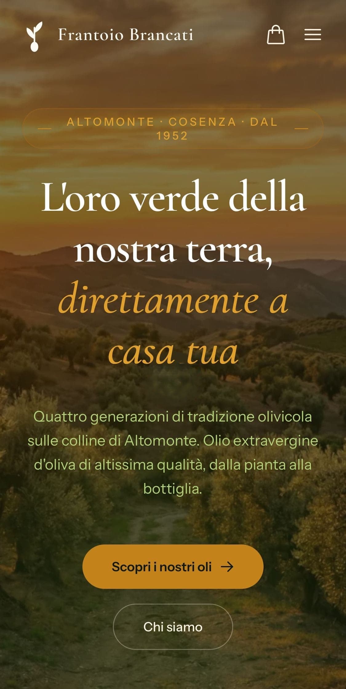 E-commerce Frantoio Brancati — mobile