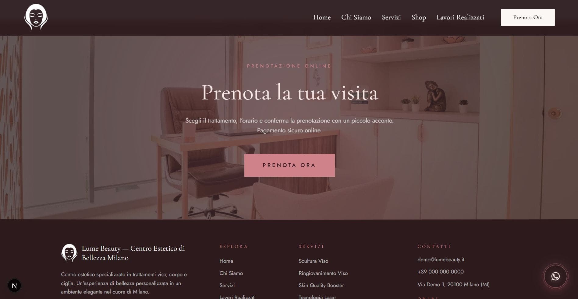 Sito Lume Beauty — centro estetico a Milano — Dettagli desktop