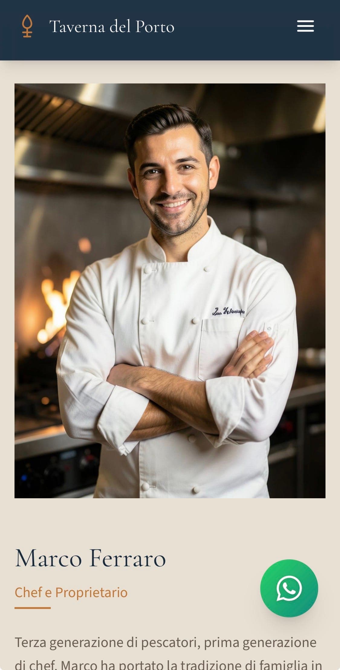 Sito ristorante Taverna del Porto, Tropea — Soluzione mobile