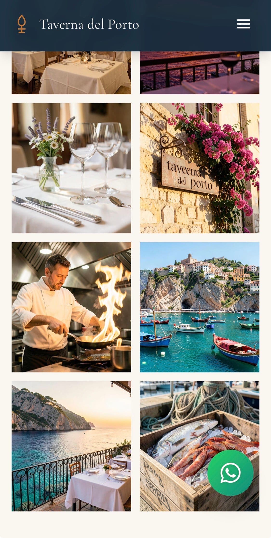 Sito ristorante Taverna del Porto, Tropea — Dettagli mobile