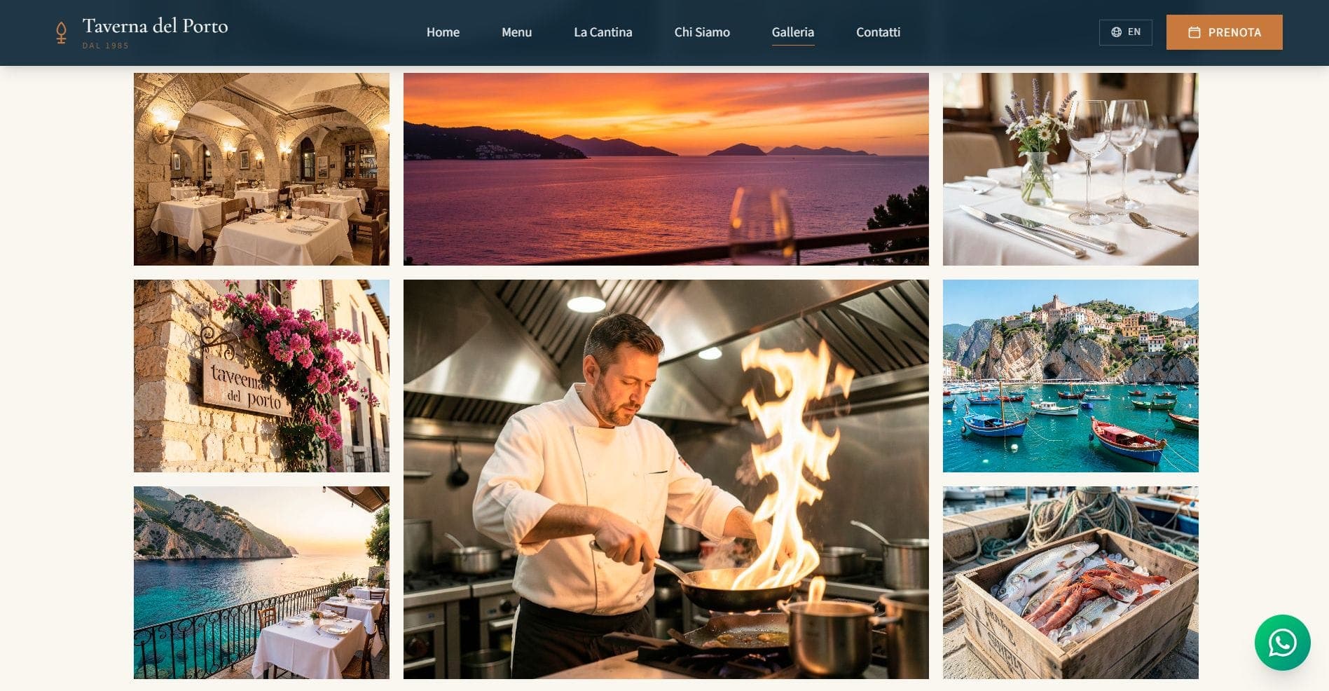 Sito ristorante Taverna del Porto, Tropea — Dettagli desktop
