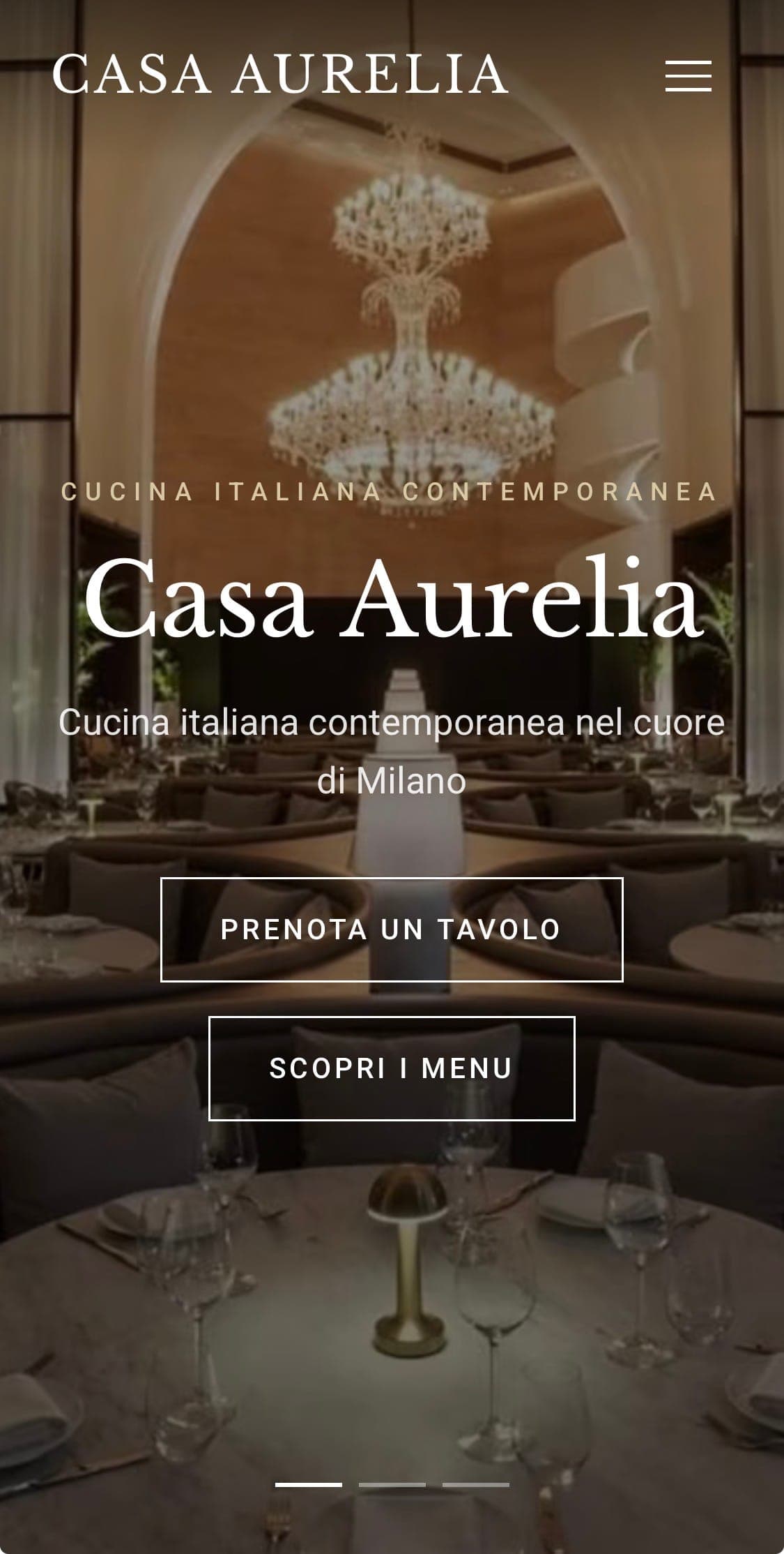 Sito ristorante contemporaneo Casa Aurelia, Brera Milano — mobile