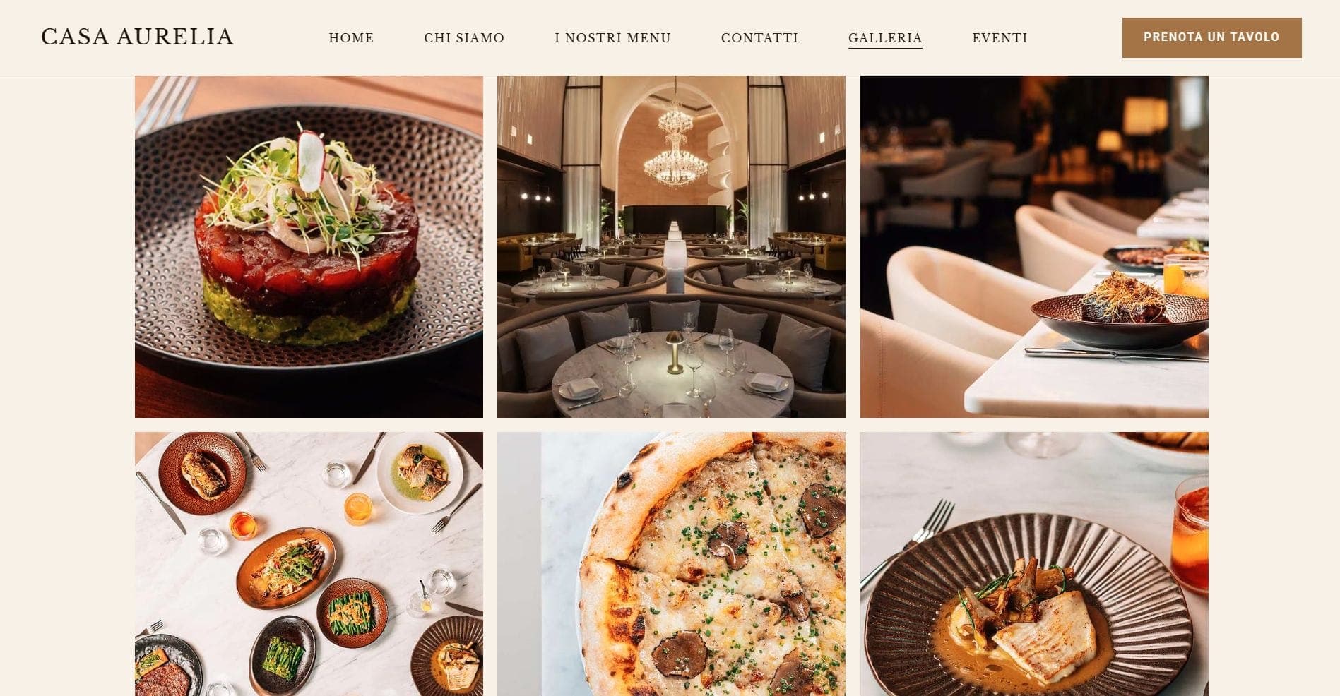 Sito ristorante contemporaneo Casa Aurelia, Brera Milano — Sfida desktop