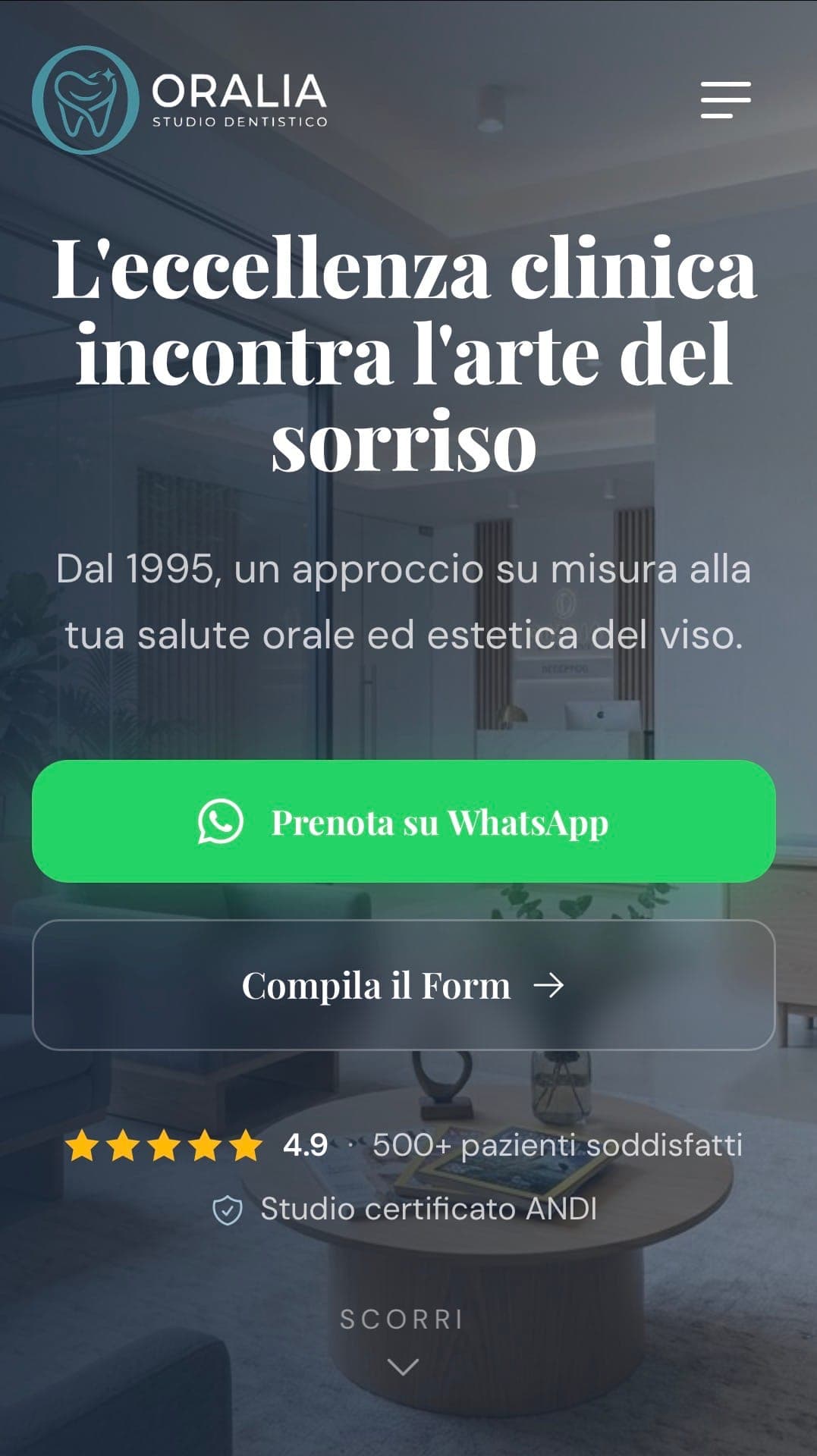 Sito studio dentistico Oralia — mobile
