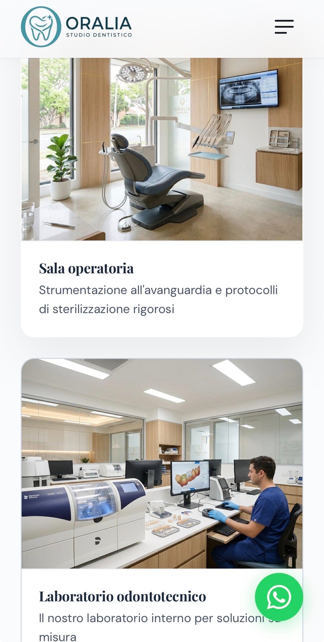 Sito studio dentistico Oralia — Dettagli mobile