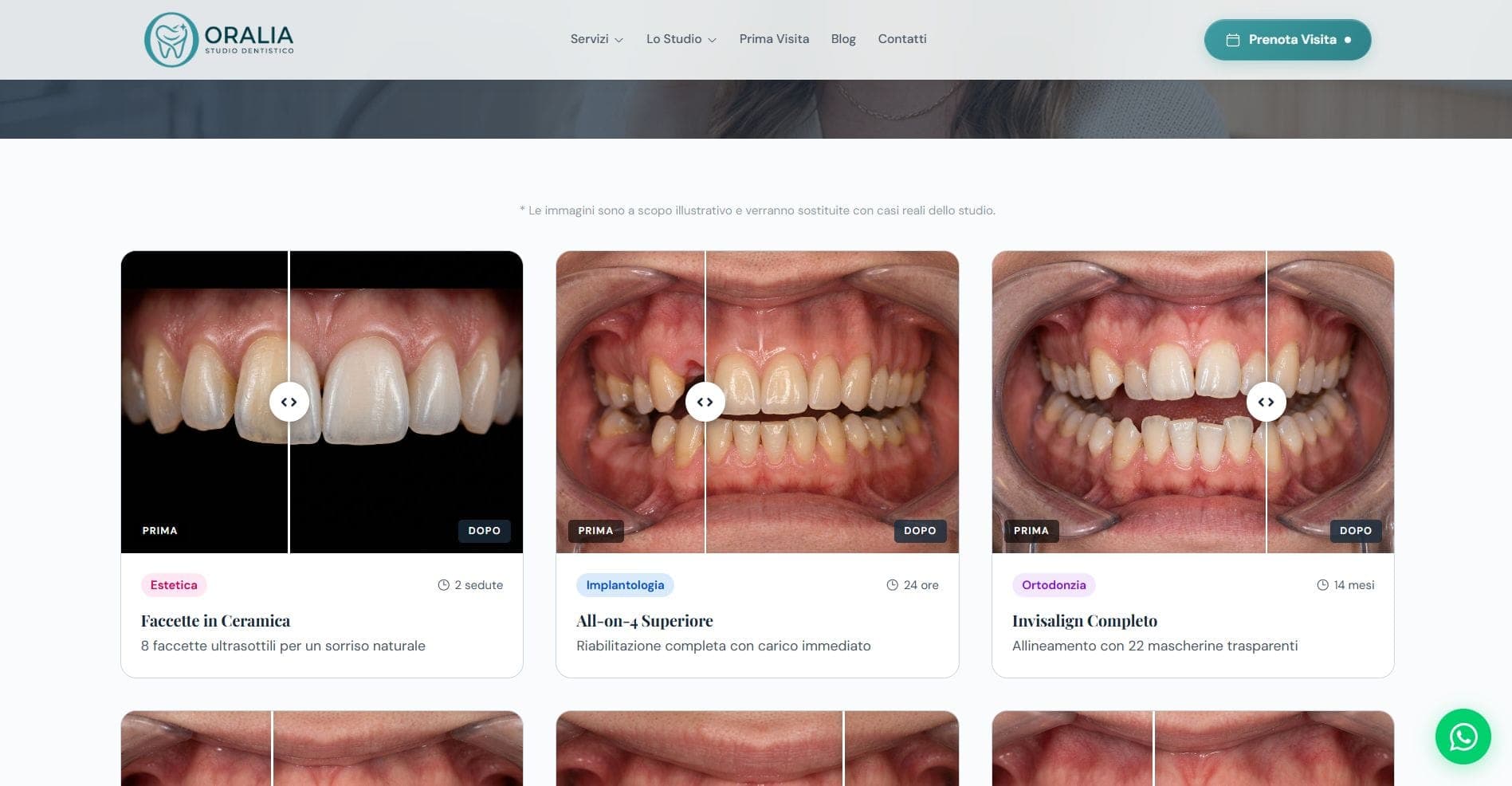 Sito studio dentistico Oralia — Soluzione desktop